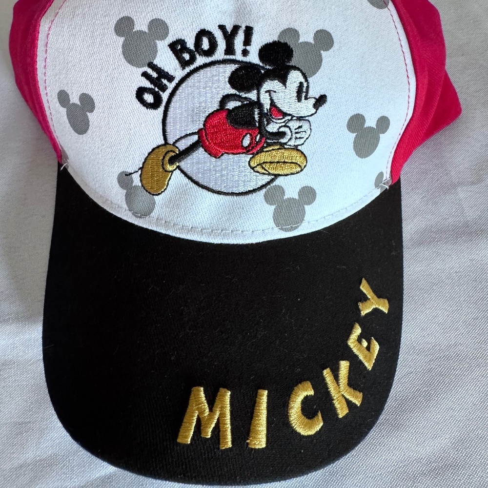Disney Velcro Baseball Cap One Size Adjustable Embroidered Vented Holes OH BOY